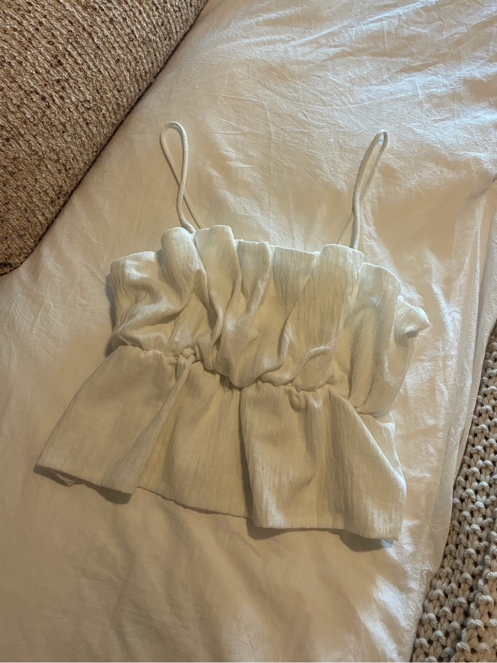 Zara Cream Ruffled Peplum Cami Top